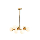 GobekUsa Gold Contemporary Chandelier – Cream Glass Pendant Light Fixture for Dining Room