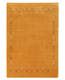 Gold Hand Loomed Pure Wool Area Rug - Contemporary Gabbeh Border Design by The Rug Decor