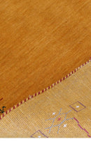 Gold Hand Loomed Pure Wool Area Rug - Contemporary Gabbeh Border Design by The Rug Decor