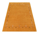Gold Hand Loomed Pure Wool Area Rug - Contemporary Gabbeh Border Design by The Rug Decor