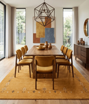 Gold Hand Loomed Pure Wool Area Rug - Contemporary Gabbeh Border Design by The Rug Decor