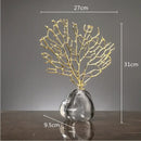 GobekUsa Coral Crystal Tree Glass Vase Metal Frame Resin Ocean Figurines, Home Decor