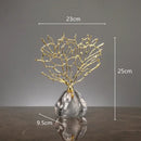 GobekUsa Coral Crystal Tree Glass Vase Metal Frame Resin Ocean Figurines, Home Decor