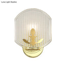 GobekUsa Gold Corner Wall Sconce with Clear Lattice Glass and Post-Modern Oval Design