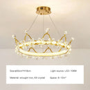 GobekUsa Crystal Chandelier: Nordic LED Luxury Round Crown Petal Design for Girls' Bedroom