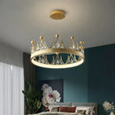GobekUsa Crown Crystal Chandelier Pendant Light for Bedroom and Living Room Decor