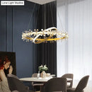 GobekUsa Nordic Style Crown Crystal Flower Pendant Light