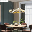 GobekUsa Nordic Style Crown Crystal Flower Pendant Light