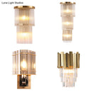 GobekUsa Gold Crystal Bedside Wall Sconce with 2/3 Tiers and 1/3 Light - Postmodern Triangle Design
