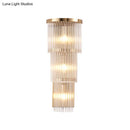 GobekUsa Gold Crystal Bedside Wall Sconce with 2/3 Tiers and 1/3 Light - Postmodern Triangle Design