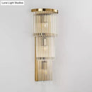 GobekUsa Gold Crystal Bedside Wall Sconce with 2/3 Tiers and 1/3 Light - Postmodern Triangle Design