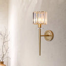 GobekUsa Gold Crystal Block Wall Sconce with Iron Pencil Arm - Cylindrical Design, 1 Light Fixture
