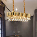 GobekUsa Gold Crystal Chandelier - Elegant Oval Dining Room Lighting with 12 Heads