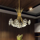 GobekUsa Crystal Flower Pendant Chandelier with G4 Socket