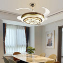 GobekUsa Crystal Invisible Fan Lamp 42-Inch European Living Room Ceiling Fan Chandelier