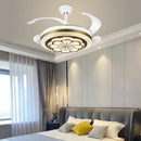 GobekUsa Crystal Invisible Fan Lamp 42-Inch European Living Room Ceiling Fan Chandelier