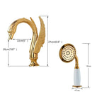 GobekUsa Crystal Knob Swan Faucet 5-Hole Widespread Tub Mixer with Handshower by Decorbites
