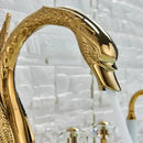 GobekUsa Crystal Knob Swan Faucet 5-Hole Widespread Tub Mixer with Handshower by Decorbites