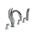 GobekUsa Crystal Knob Swan Faucet 5-Hole Widespread Tub Mixer with Handshower by Decorbites