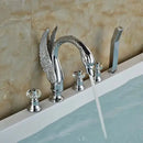 GobekUsa Crystal Knob Swan Faucet 5-Hole Widespread Tub Mixer with Handshower by Decorbites