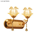 GobekUsa Gold Crystal Wall Lamp with Curved Arm - Simplicity Blossom 1/2-Light Wall Fixture