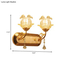 GobekUsa Gold Crystal Wall Lamp with Curved Arm - Simplicity Blossom 1/2-Light Wall Fixture