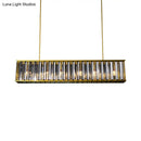 GobekUsa Gold Crystal Rod Island Light: Postmodern Pendant Fixture with 4 Rectangle Heads