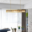 GobekUsa Gold Crystal Rod Island Light: Postmodern Pendant Fixture with 4 Rectangle Heads