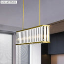 GobekUsa Gold Crystal Rod Island Light: Postmodern Pendant Fixture with 4 Rectangle Heads