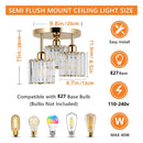 GobekUsa Gold Crystal Semi-Flush Mount Ceiling Light
