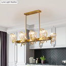 GobekUsa Gold Crystal Shield Pendant Light with 8 Bulbs - Postmodern Kitchen Island Lighting