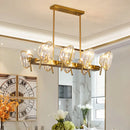 GobekUsa Gold Crystal Shield Pendant Light with 8 Bulbs - Postmodern Kitchen Island Lighting