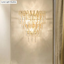 GobekUsa Gold Crystal Wall Sconce with 3 Modern Heads and 4 Tiers for Living Room