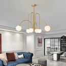 GobekUsa Glass Ball Pendant Chandelier with LED for Dining Living Bar Kitchen Island