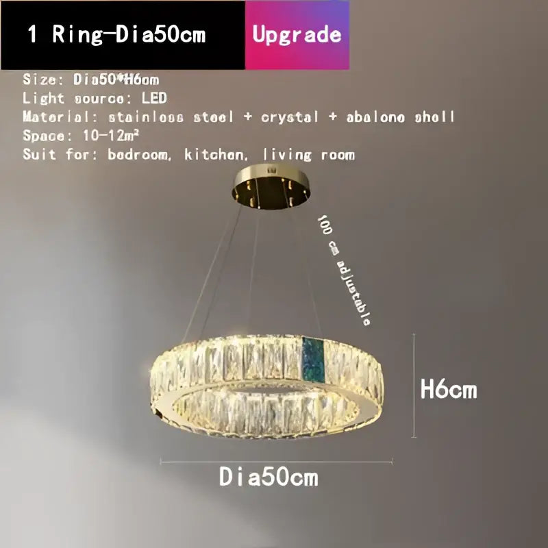 GobekUsa Crystal Round Ceiling Chandelier LED Pendant for Kitchen Dining Room Villa, photo 10 of 16