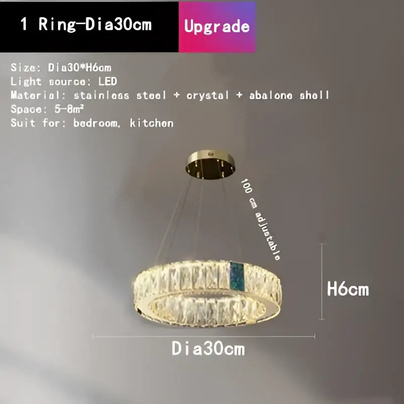 GobekUsa Crystal Round Ceiling Chandelier LED Pendant for Kitchen Dining Room Villa, photo 15 of 16