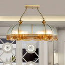 GobekUsa Gold Dome Island Chandelier with Frosted Glass - 14 Lights Ceiling Pendant for Colonial Dining Room