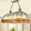 GobekUsa Gold Dome Island Chandelier with Frosted Glass - 14 Lights Ceiling Pendant for Colonial Dining Room