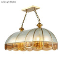 GobekUsa Gold Dome Island Chandelier with Frosted Glass - 14 Lights Ceiling Pendant for Colonial Dining Room