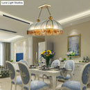 GobekUsa Gold Dome Island Chandelier with Frosted Glass - 14 Lights Ceiling Pendant for Colonial Dining Room