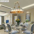 GobekUsa Gold Dome Island Chandelier with Frosted Glass - 14 Lights Ceiling Pendant for Colonial Dining Room