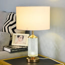 GobekUsa Clear Crystal Glass LED Table Lamp for Bedroom and Living Room