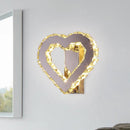 GobekUsa Stainless-Steel LED Bedside Wall Sconce with Faceted Crystal Heart Design