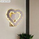 GobekUsa Stainless-Steel LED Bedside Wall Sconce with Faceted Crystal Heart Design