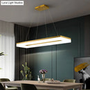 GobekUsa Gold Finish Rectangular Island LED Ceiling Light - Simple Acrylic Design