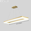GobekUsa Gold Finish Rectangular Island LED Ceiling Light - Simple Acrylic Design