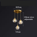 GobekUsa Diamond Crystal Copper LED Pendant Chandelier for Stylish Indoor Lighting.