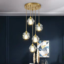 GobekUsa Diamond Crystal Copper LED Pendant Chandelier for Stylish Indoor Lighting.