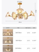 GobekUsa Glass Flower Chandelier Ceiling Light for Bedroom Living Room Hallway Kitchen