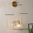 GobekUsa Clear Glass LED Wall Lights with Adjustable Pull Chain Switch